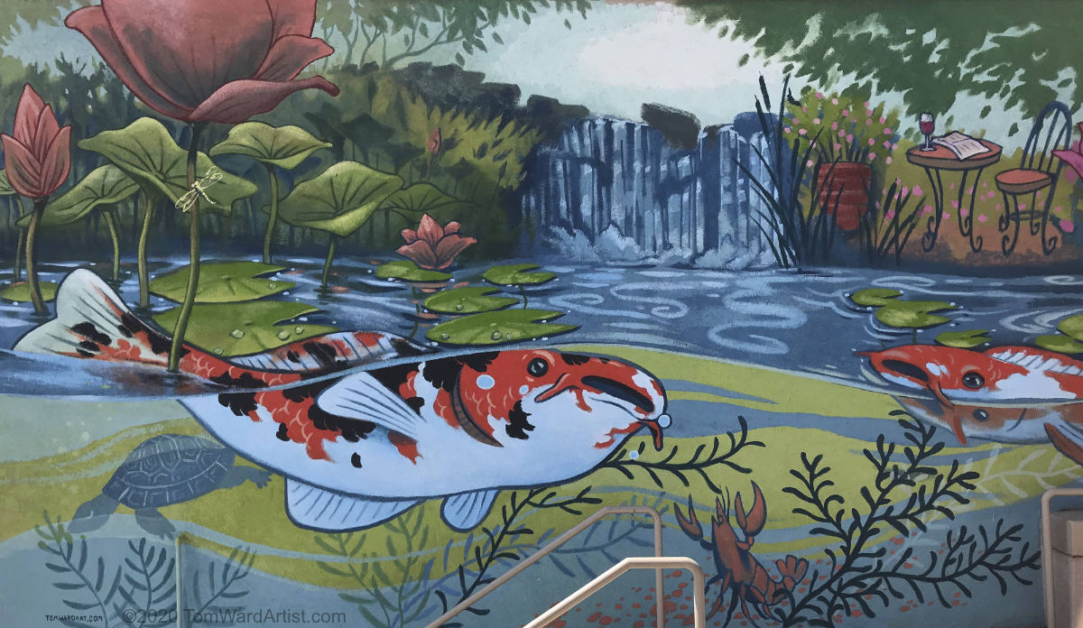 Mural artist denver colorado koi fish pond Street Art