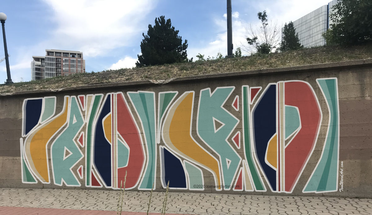 bike path mural abstract river mural costa mesa California