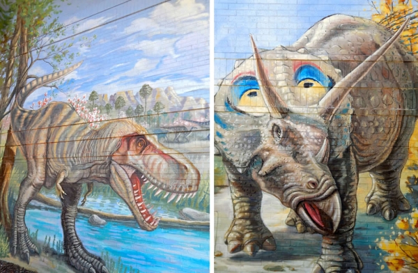 DDenver paleo Uintatherium mural painting lakewood Colorado Paleogene art Best Western Hotel
